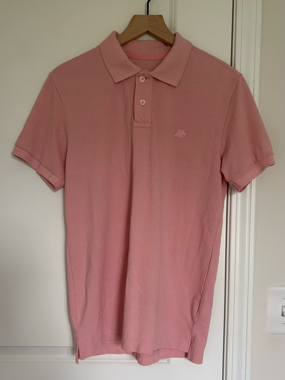 Aeropostale Men's Light Pink Polo Shirt. Size M